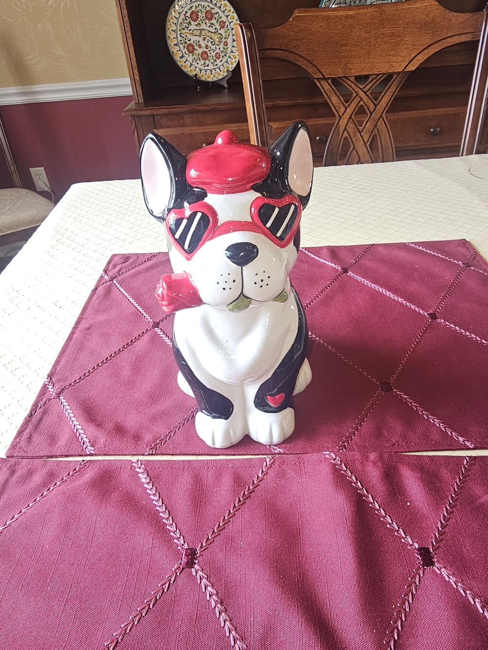 Whimsical French Bulldog Statue with Heart Sunglasses